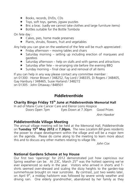 Piddle Valley News & Views - Piddle Valley Community Website