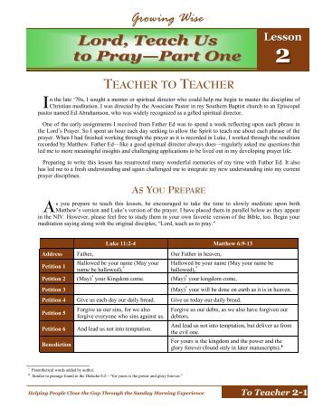 Lesson 2 - Lord Teach Us to Pray - Part One.pub - Preach It, Teach It