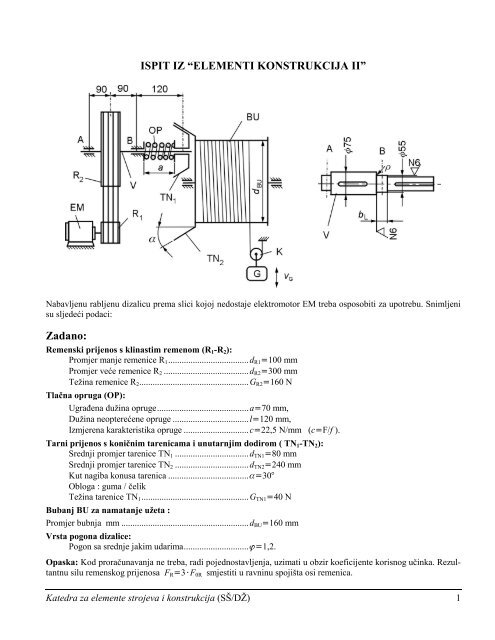 ISPIT IZ “ELEMENTI KONSTRUKCIJA II” Zadano: - FSB