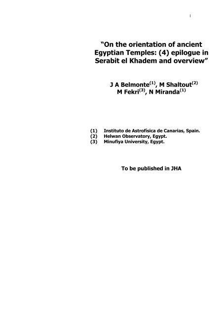 “On the orientation of ancient Egyptian Temples: (4 ... - M-shaltout.com