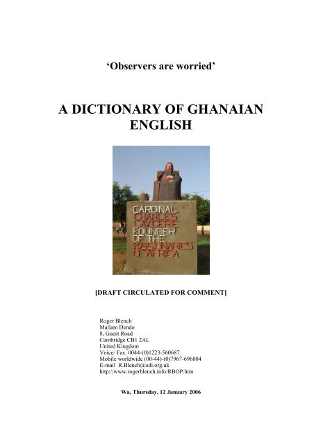 A DICTIONARY OF GHANAIAN ENGLISH - Roger Blench