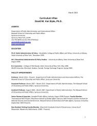 David Van Slyke's CV - Maxwell School of Citizenship and Public ...