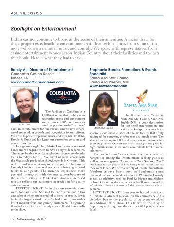 Spotlight on Entertainment Randy All - Indian Gaming