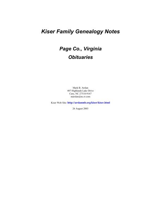 Blackwelder Family Genealogy Notes - Arslanmb.org