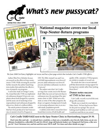 National magazine covers our local Trap-Neuter-Return - Cat's Cradle