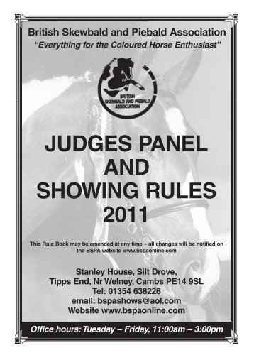 rules 2011 - British Skewbald and Piebald Association