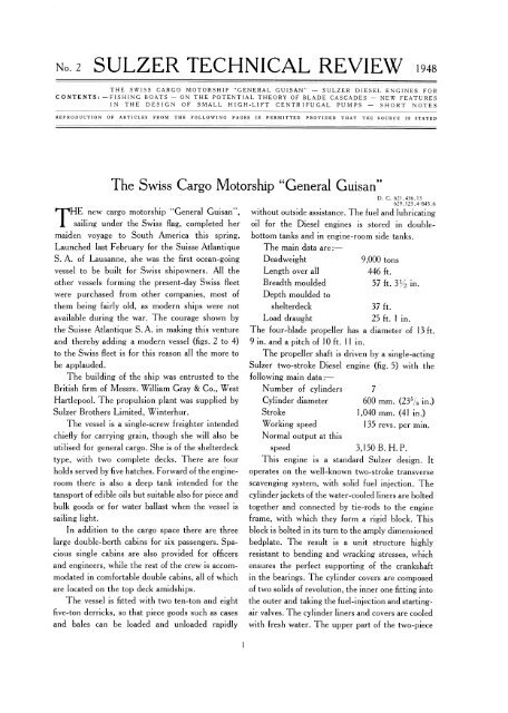 No.27 SULZER TECHNICAL REVIEW 1948 - Swiss-Ships