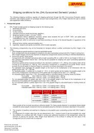 Shipping conditions for the „DHL Euroconnect Domestic“ product