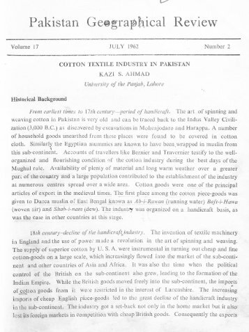 Volume 17, No. 2 (1962) - University of the Punjab