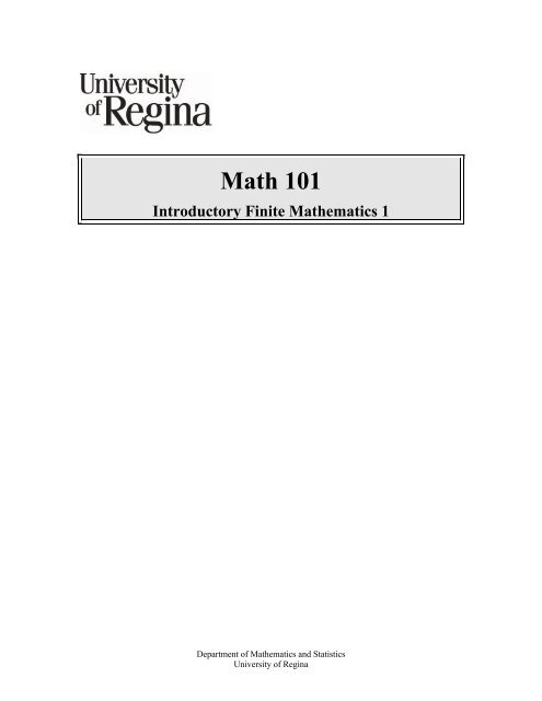 Math 101 - University of Regina