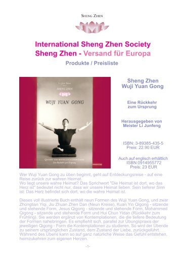 International Sheng Zhen Society Sheng Zhen - Versand für Europa