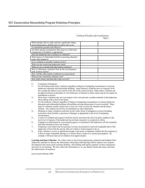 Managing Conservation Easements in Perpetuity - Environmental ...