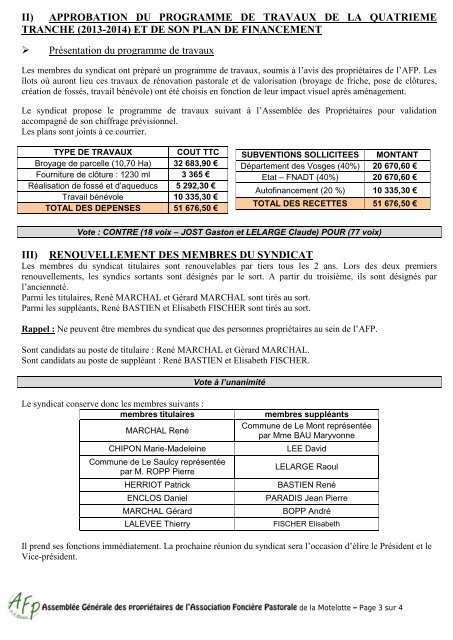 AG 12/01/2013 - Communauté de Communes du Pays de Senones