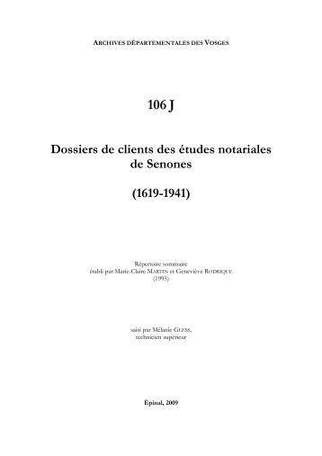 Dossiers de clients des études notariales de Senones - Archives ...