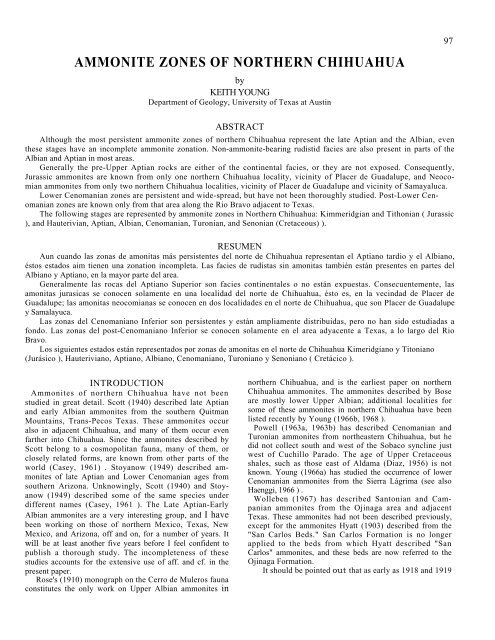 Ammonite zones of northern Chihuahua - New Mexico Geological ...