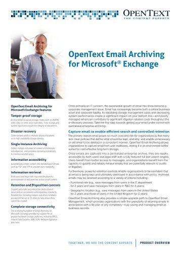 Open Text Email Archiving for Microsoft Exchange - ImageWare AG