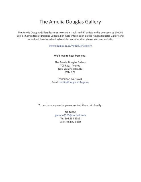 Exhibit Catalogue - Douglas College