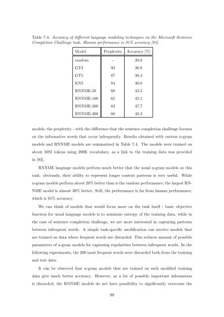 Statistical Language Models based on Neural Networks - Faculty of ...