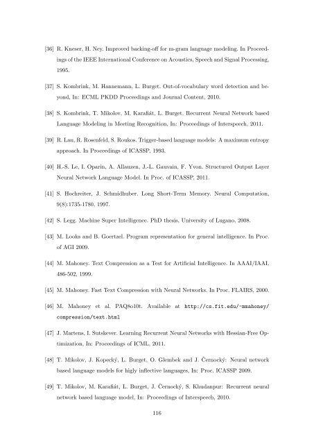 Statistical Language Models based on Neural Networks - Faculty of ...