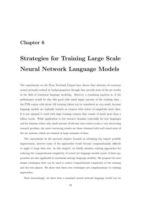 Statistical Language Models based on Neural Networks - Faculty of ...