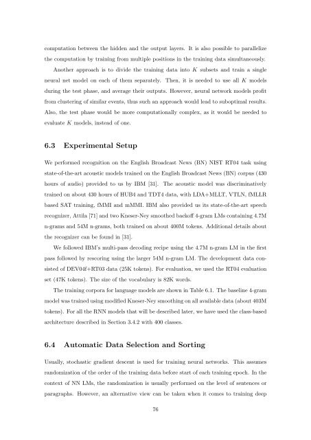 Statistical Language Models based on Neural Networks - Faculty of ...