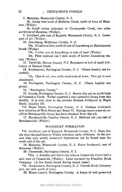 NJGS - Bulletin 61-I. The Cretaceous Fossils of NJ - State of New ...