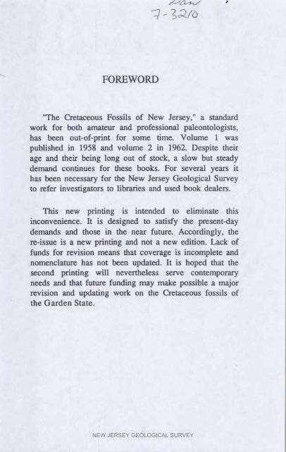 NJGS - Bulletin 61-I. The Cretaceous Fossils of NJ - State of New ...