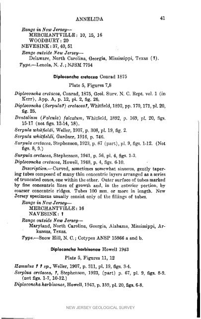 NJGS - Bulletin 61-I. The Cretaceous Fossils of NJ - State of New ...