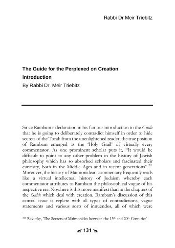 Rabbi Dr Meir Triebitz 131 The Guide for the Perplexed on Creation ...