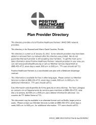 Plan Provider Directory - Positive Healthcare