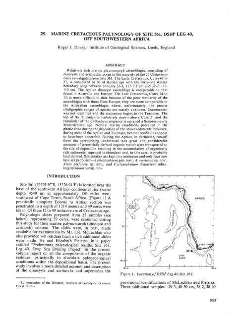 25. Marine Cretaceous Palynology of Site 361, DSDP - Deep Sea ...