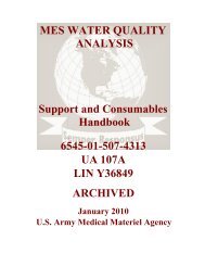 mes water quality analysis - US Army Medical Materiel Agency