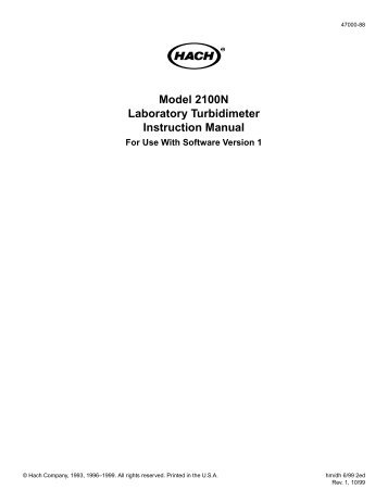 Model 2100N Laboratory Turbidimeter Instruction Manual - Camlab