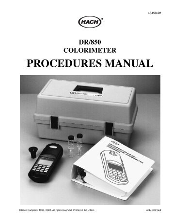 Dr/850 colorimeter procedures manual - WaterSanitationHygiene.org