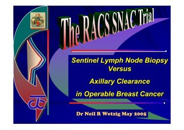 Sentinel Lymph Node Biopsy Versus Axillary Clearance in Operable ...