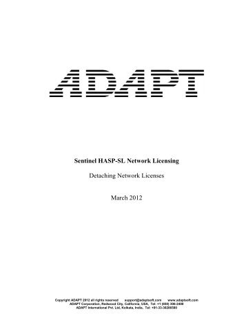 Sentinel HASP-SL Network Licensing Detaching Network Licenses ...