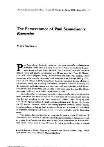 The Perseverance of Paul Samuelson's Economics