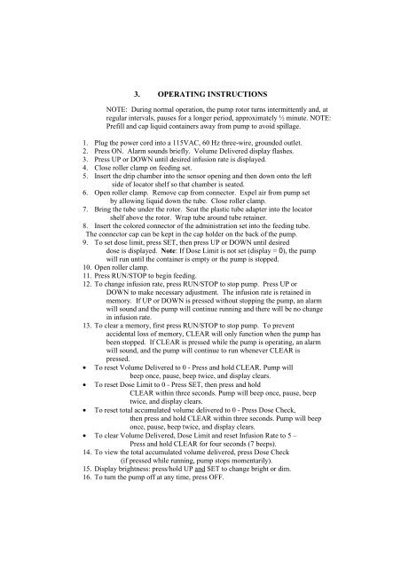 Sentinel Enteral Feeding Pump User Manual