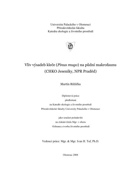 Katedra ekologie a životního prostředí - Univerzita Palackého v ...