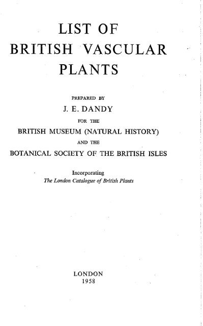 LIST OF BRITISH VASCULAR PLANTS - Botanical Society of the ...