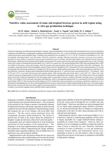 Nutritive value assessment of some sub-tropical ... - World-food.net