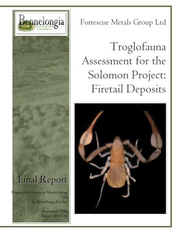 Troglofauna Assessment for the Solomon Project - Fortescue Metals ...