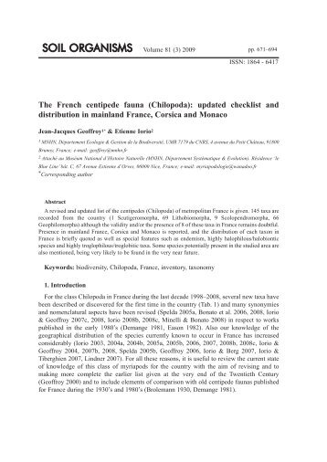 The French centipede fauna (Chilopoda): updated ... - Senckenberg