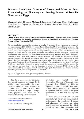 Seasonal Abundance Patterns of Insects and Mites on Pear ... - Iresa