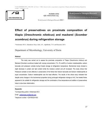 Effect of preservatives on proximate composition ... - INTERSCHOLAR