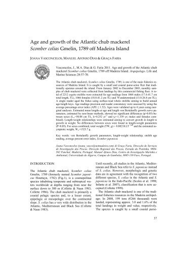 Age and growth of the Atlantic chub mackerel Scomber colias ...