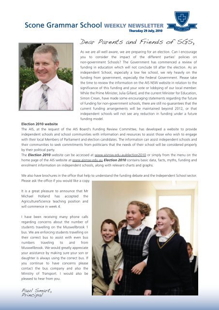 Scone Grammar School WEEKLY NEWSLETTER – S.G.S