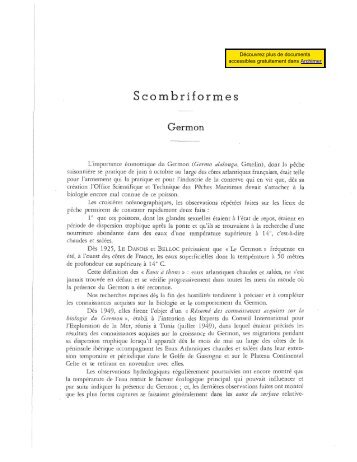 Travaux ISTPM 1954 - Scombriformes - Germon, thon ... - Archimer