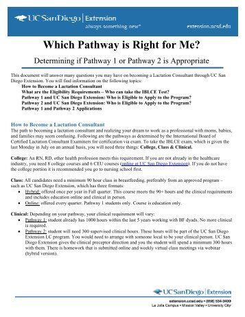 Which Pathway is Right for Me? - UC San Diego Extension