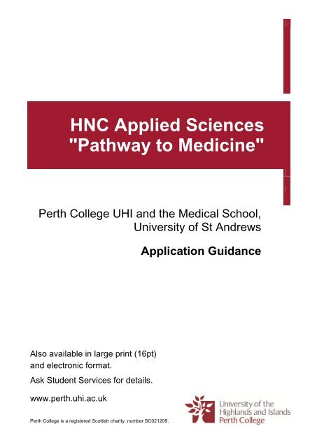 HNC Applied Sciences Pathway to Medicine - Perth College - UHI